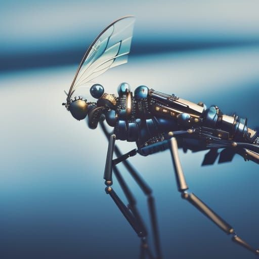 Steampunk Cyborg Insect with Intricate Mechanical Details