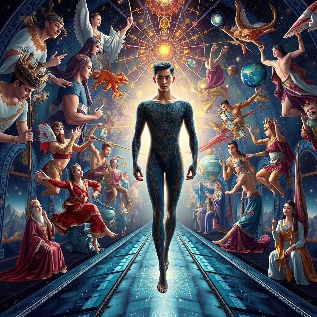 Tarot King: Young Swimmer in Cosmic Hall