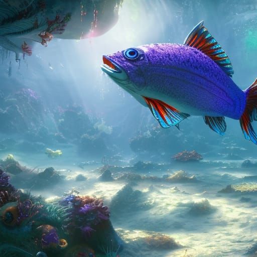 Glowing Fish in Deep Color Fantasy Art