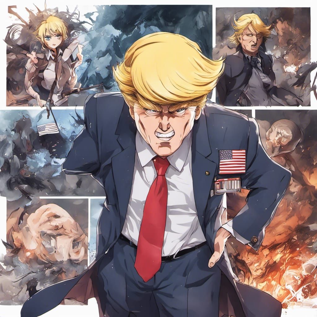 Donald Trump in Anime Key Visual Style