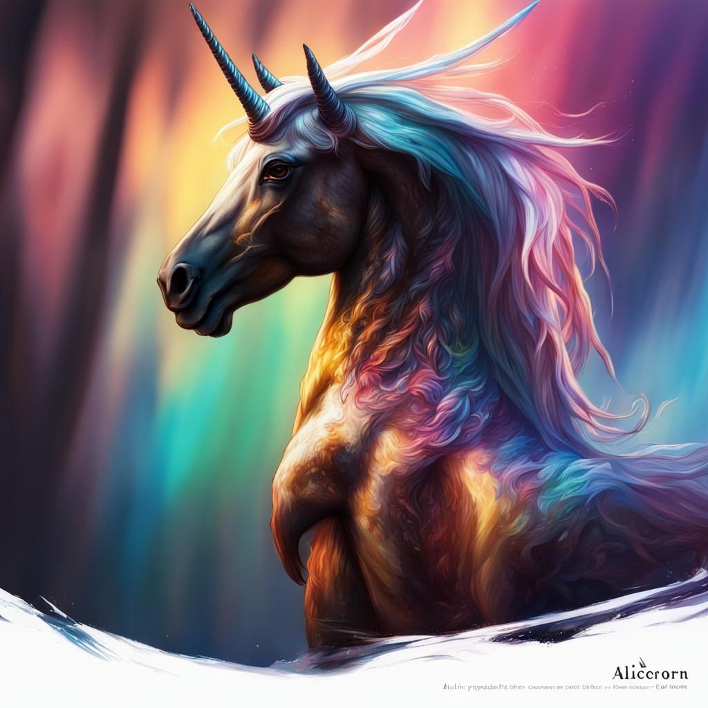 Hyperrealistic Alicorn in Colorful Splash Art Style