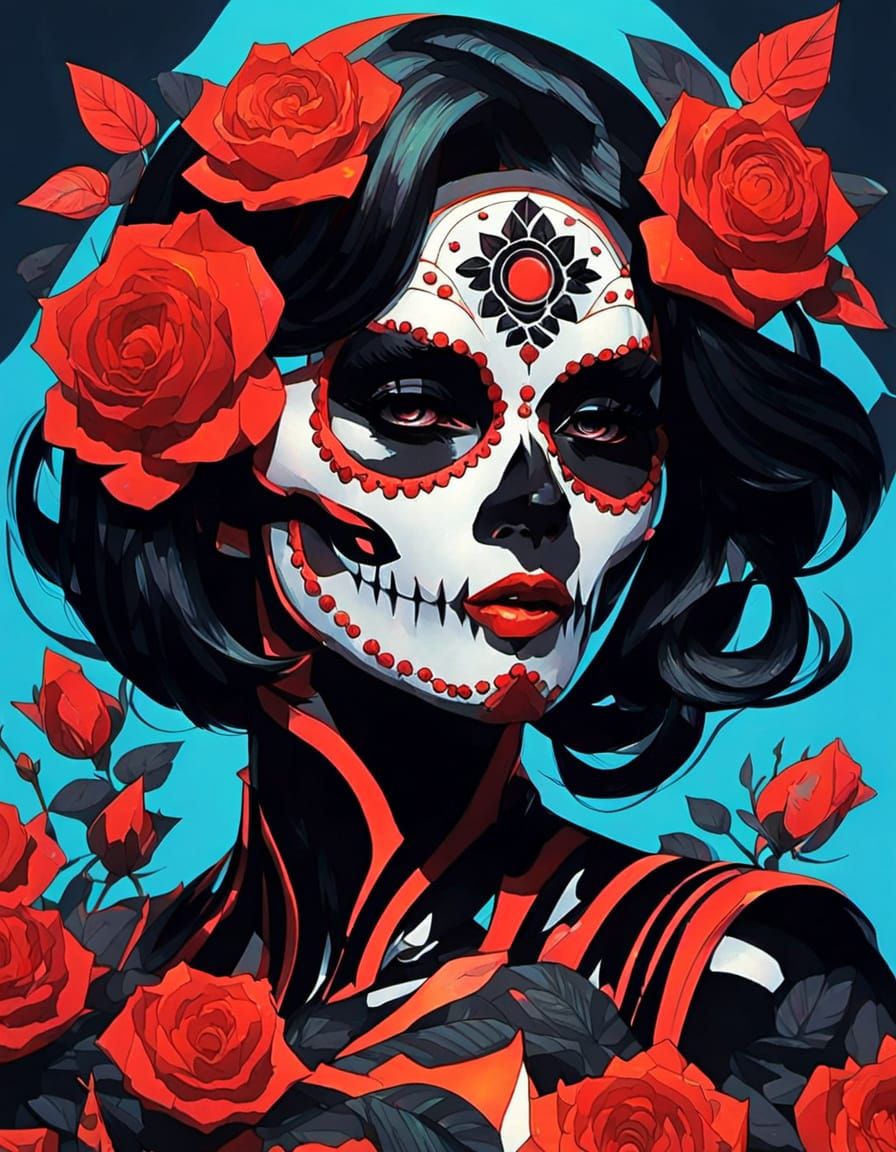 multiverse dia de los muertos sugar skull girl portrait