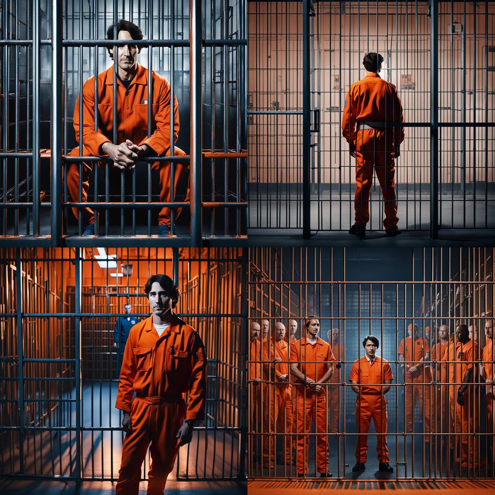 Justin Trudeau in Orange Jumpsuit Behind Bars