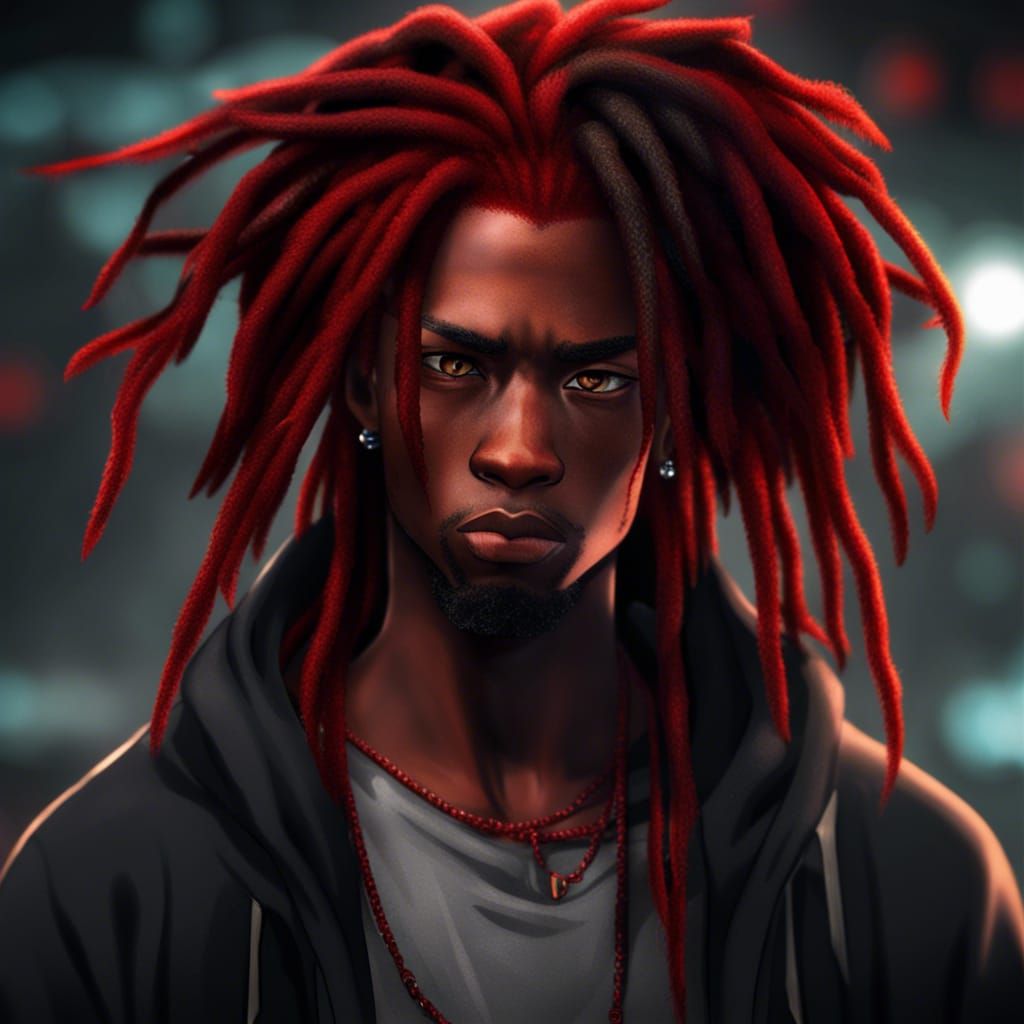 Anime Style Portrait of Man with Red Hair