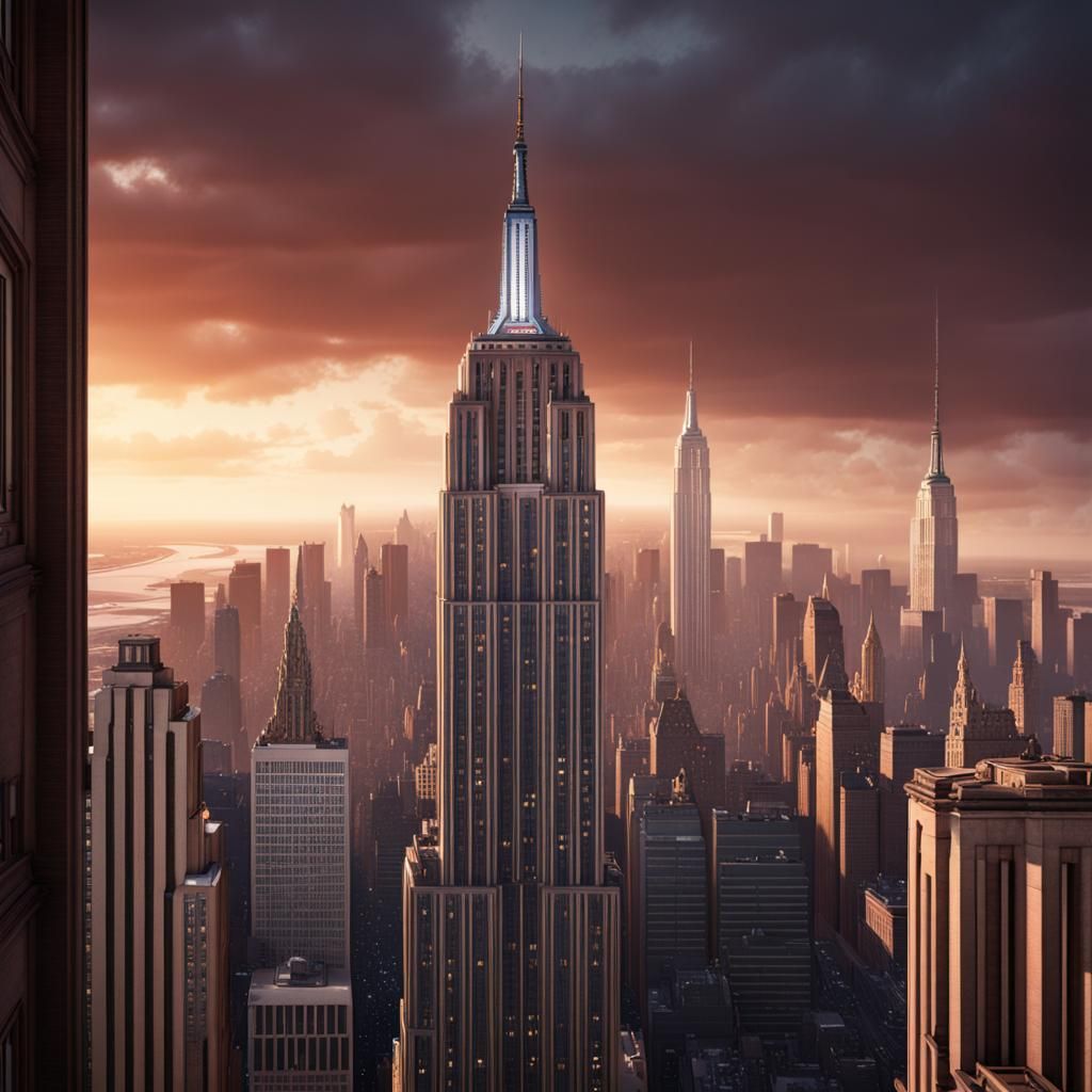 Detailed Matte Painting of Empire State Building