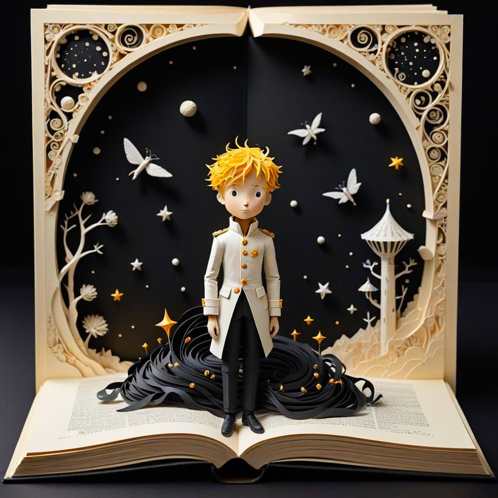 Little Prince and Snake Paper Sculpture in 3D