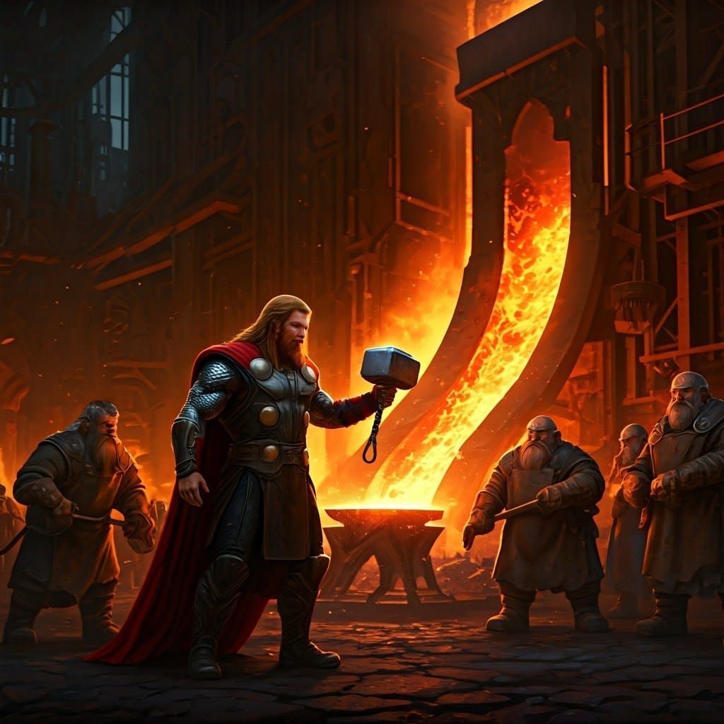 Thor receives his hammer from the dwarves who casted it