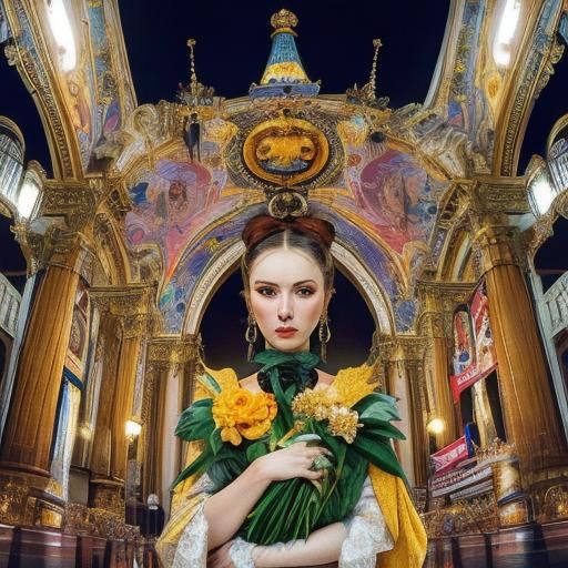 Surreal Glamorous Portrait in Psychedelic Style