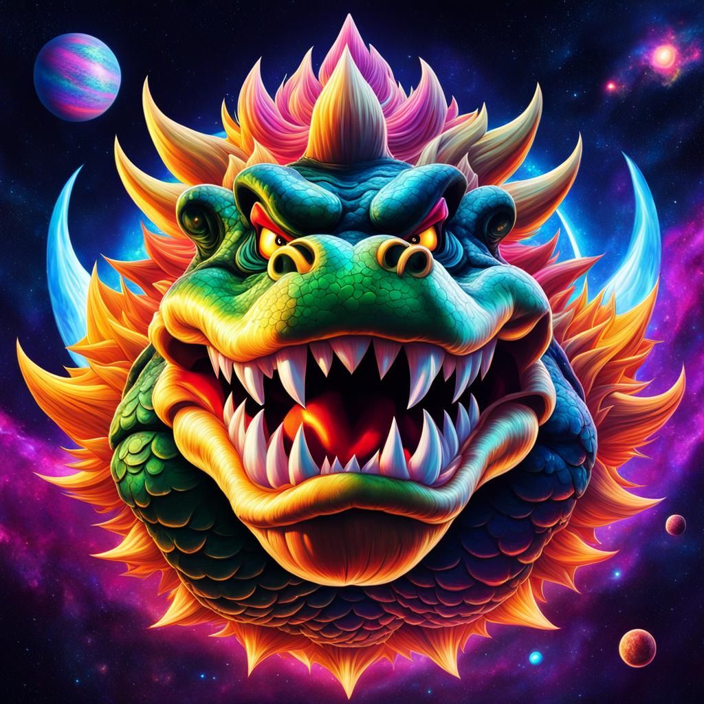 Bowser in Holographic Astral Cosmic Illustration