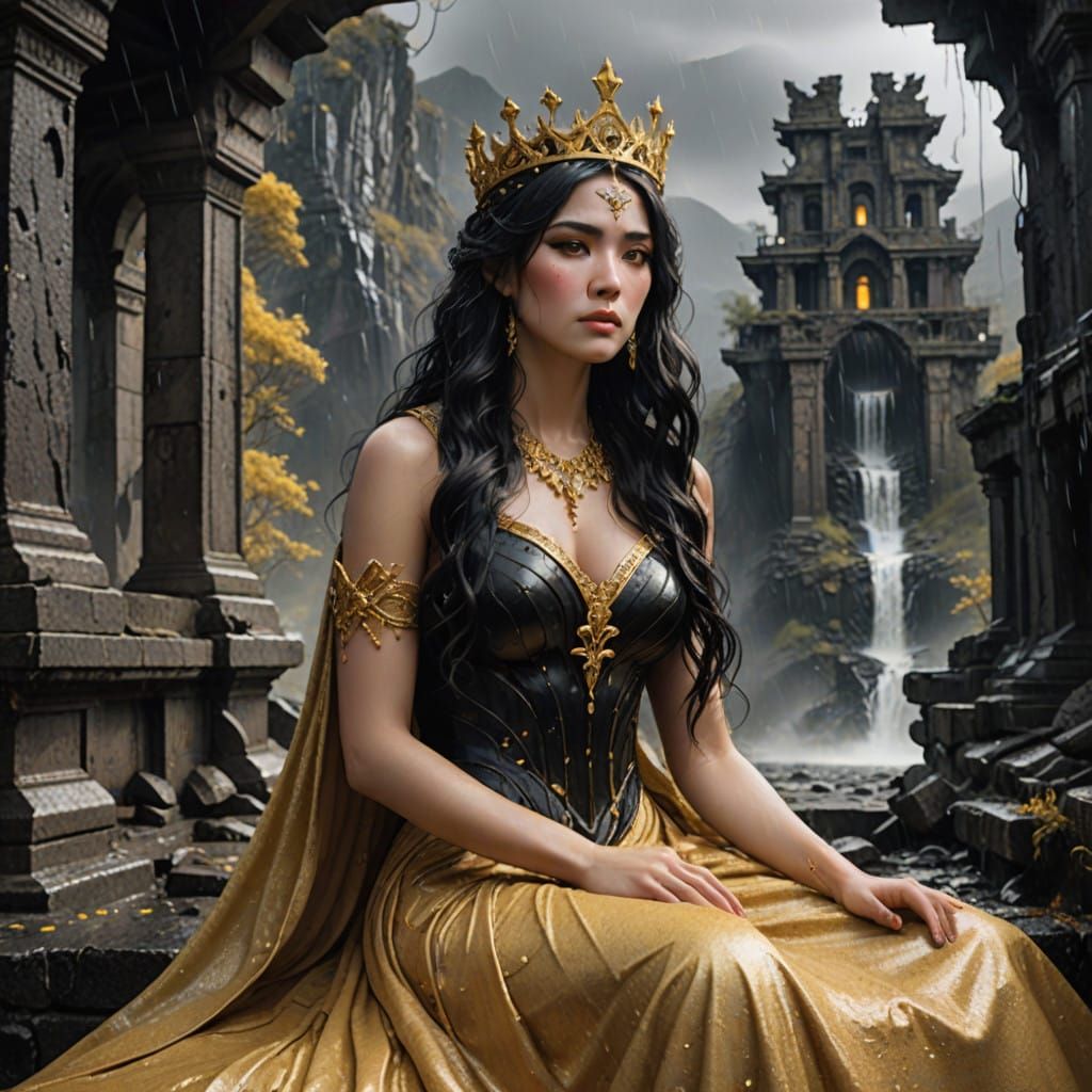 Ethereal Goddess in Dystopian Ruins