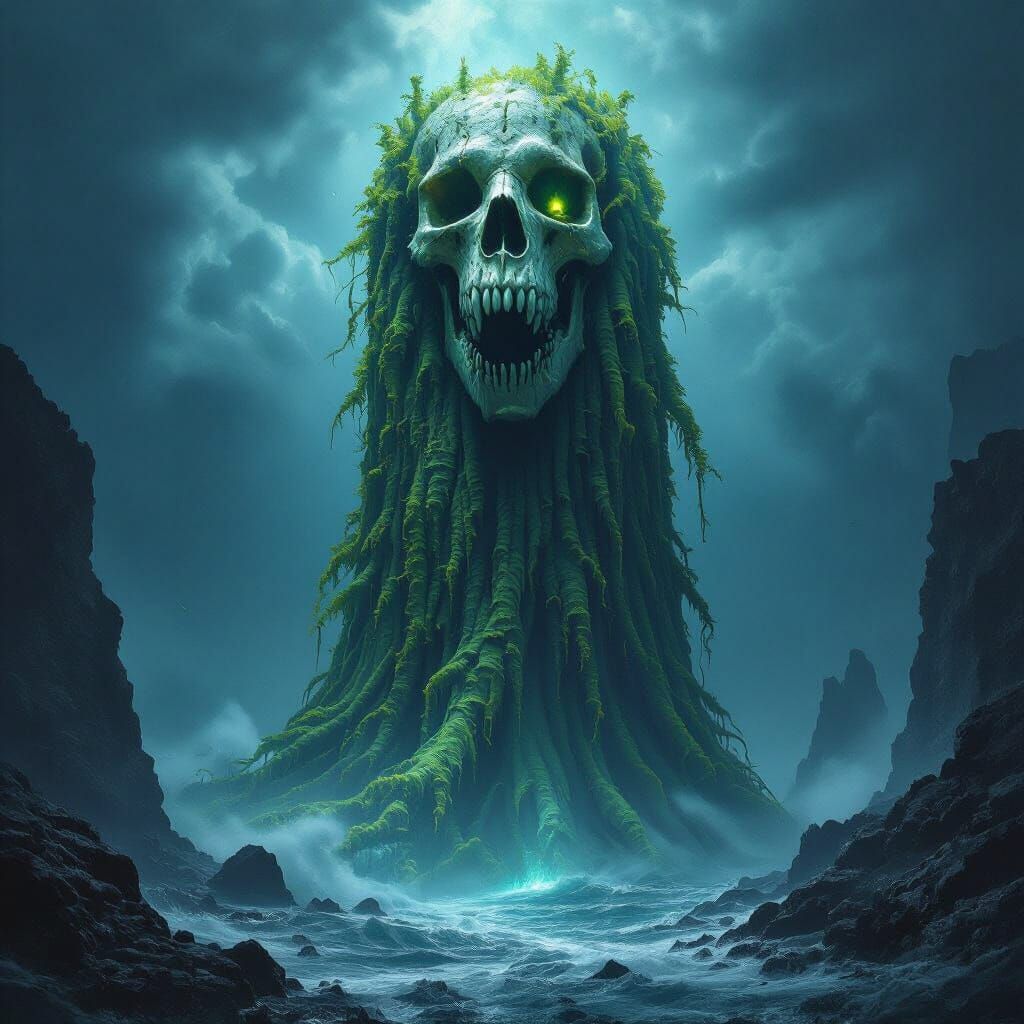 Seaweed Colossus Emerges in Lovecraftian Horror Style