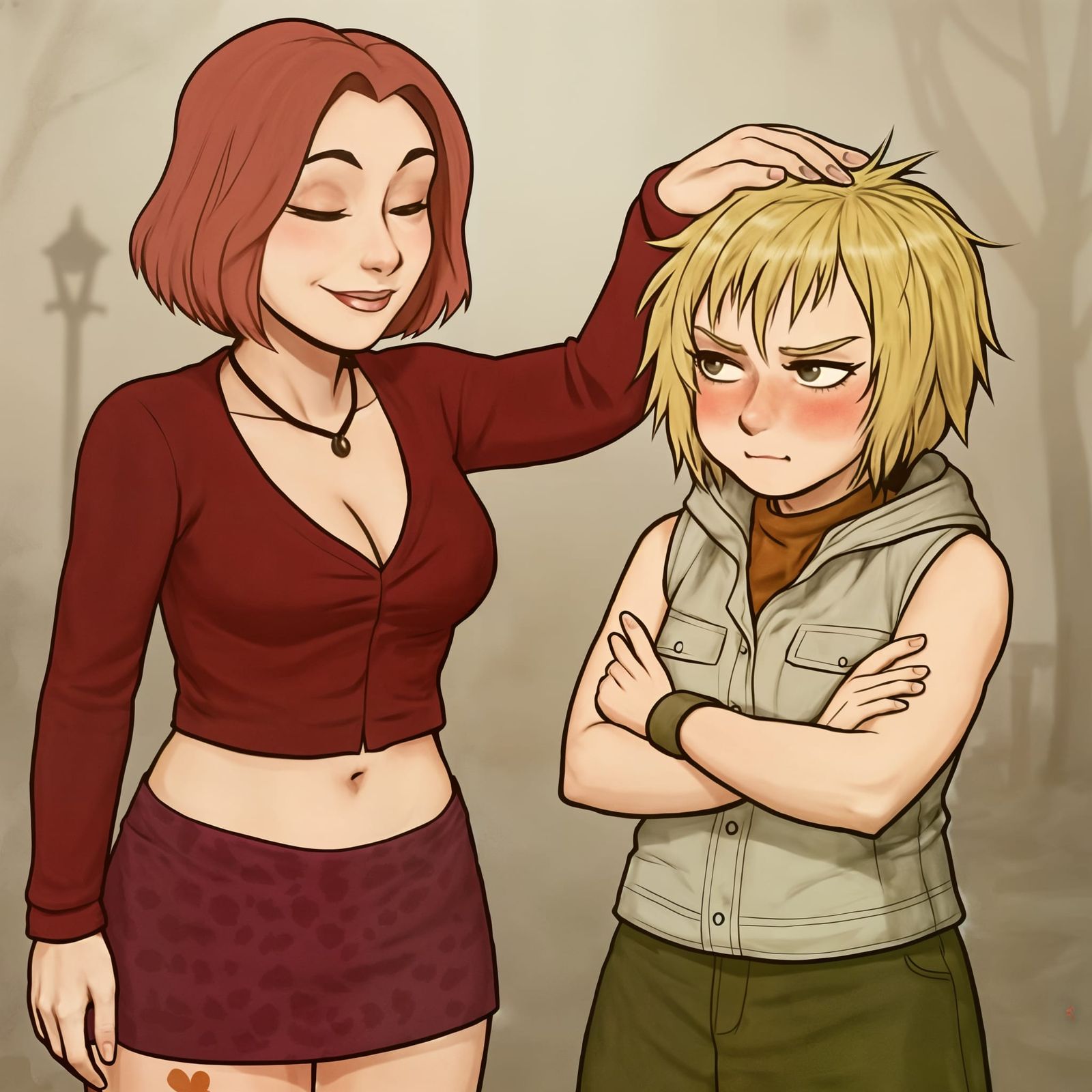 Maria Head Pats Heather in Foggy Park