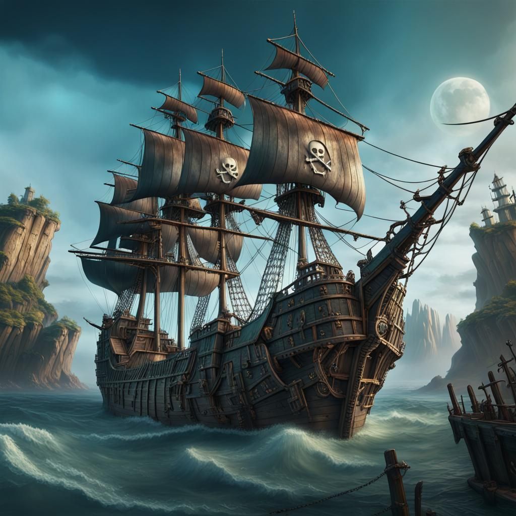 Detailed Pirate Ghost Ship Concept Art