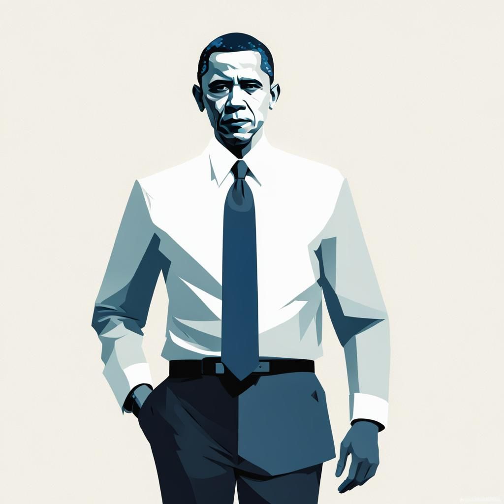 Minimalist Sci-Fi Portrait Inspired by Barack Obama