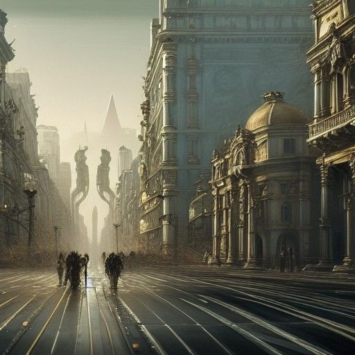 Retrofuturistic Rococo Metropolis Concept Art