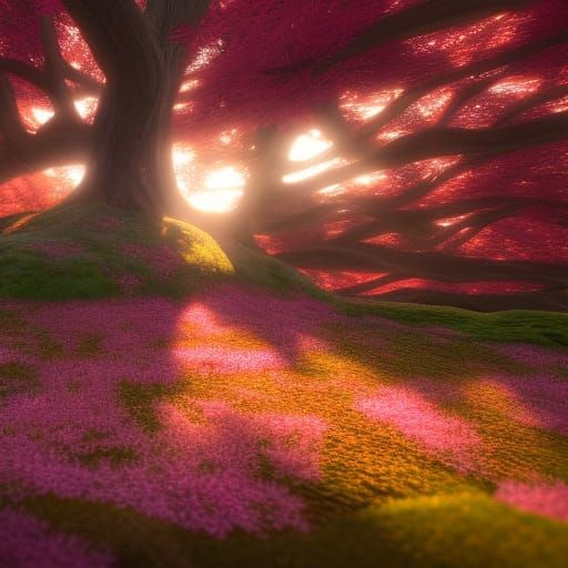 Golden Hour Japanese Maple Fantasy Art