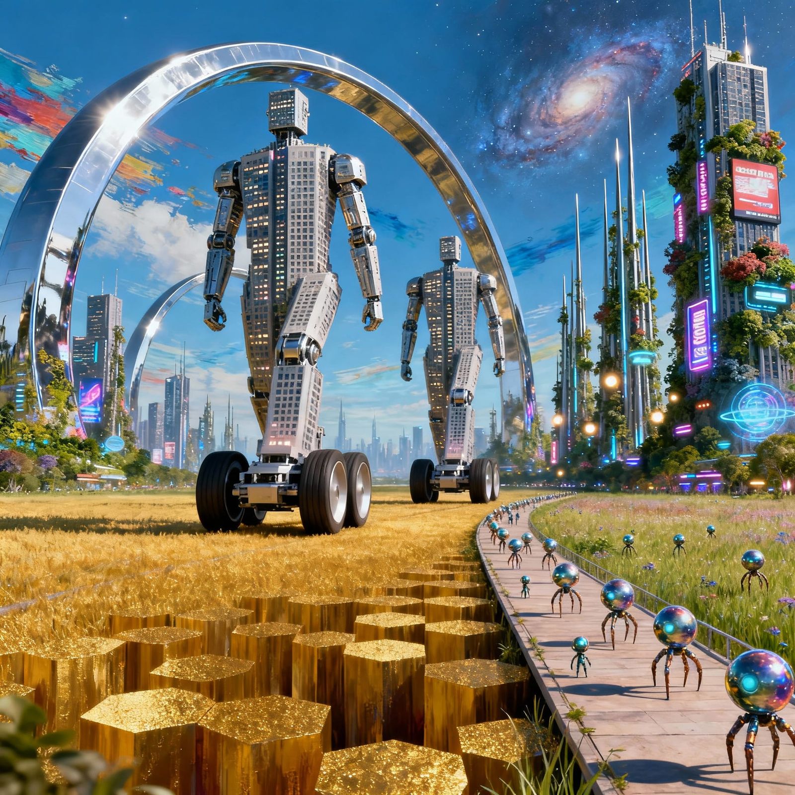 Massive Skyscraper Bodies Roll Through Carved Cityscape