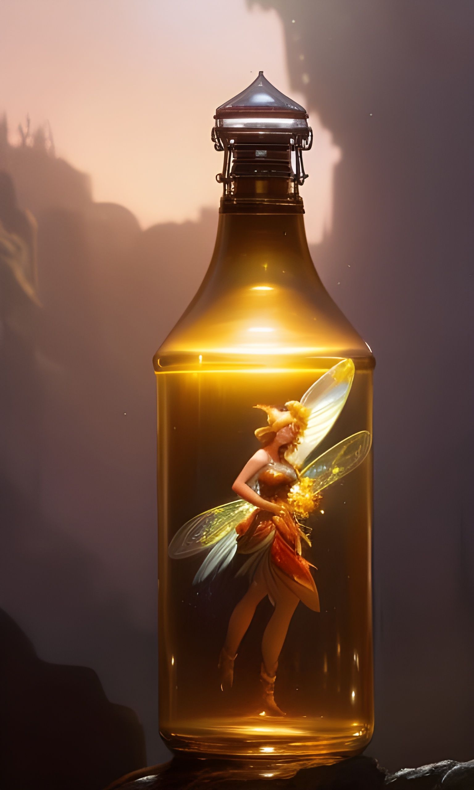 Fairy Trapped in Glass Bottle Concept Art