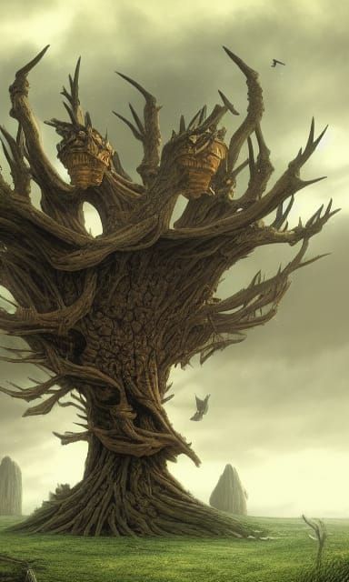 Bone Castle in Bone Tree: Epic Fantasy Scene