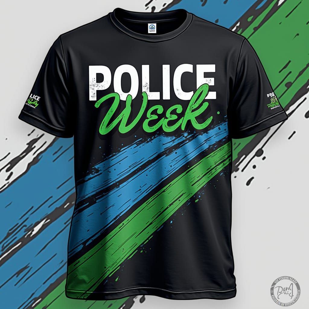 Modern Police Week Commemorative Tee in Black and White with...