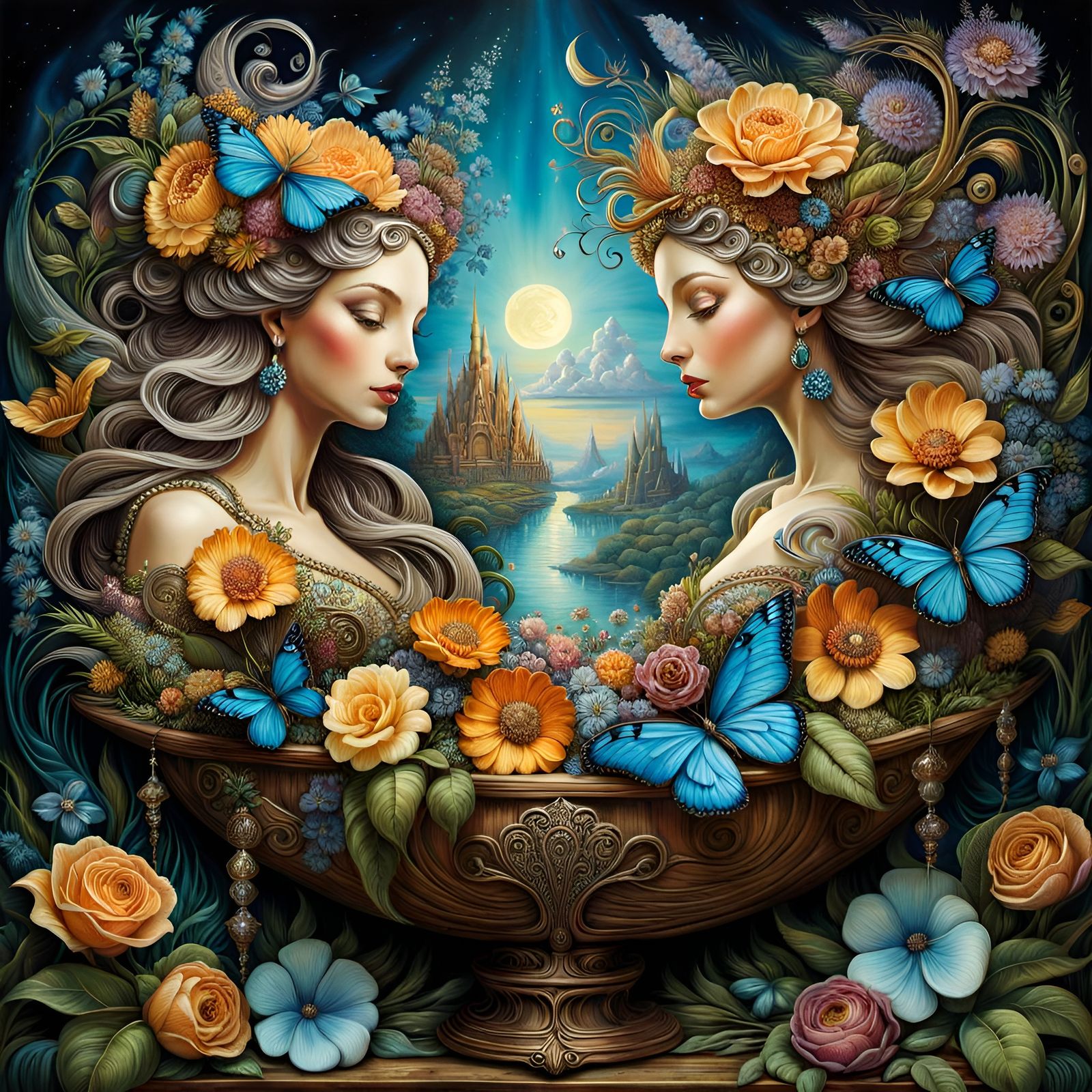 Surreal Flower Arrangement with Mixed Textures