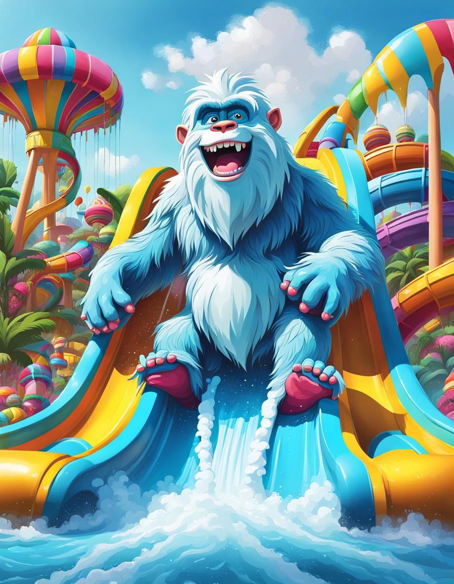 Yeti's Water Park Adventure in Candy Art Style