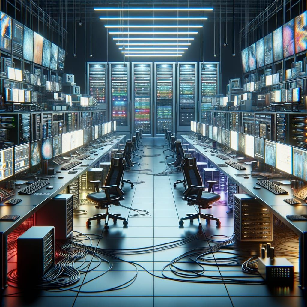 High-Tech Room Filled With Futuristic Computer Equipment