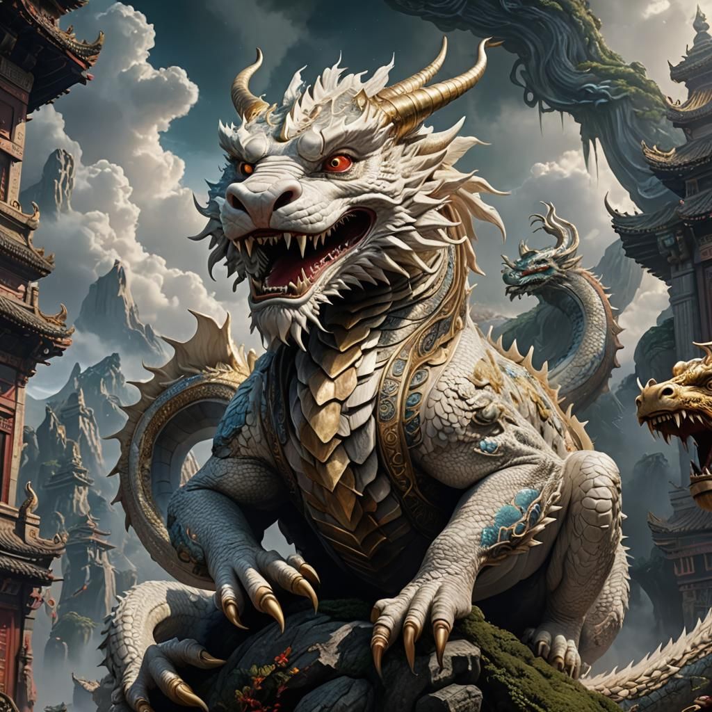 Chinese Dragon Falcor: Epic Cinematic Digital Art
