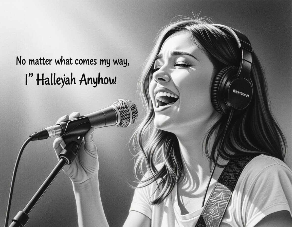 Detailed Charcoal Drawing of a Singing Person