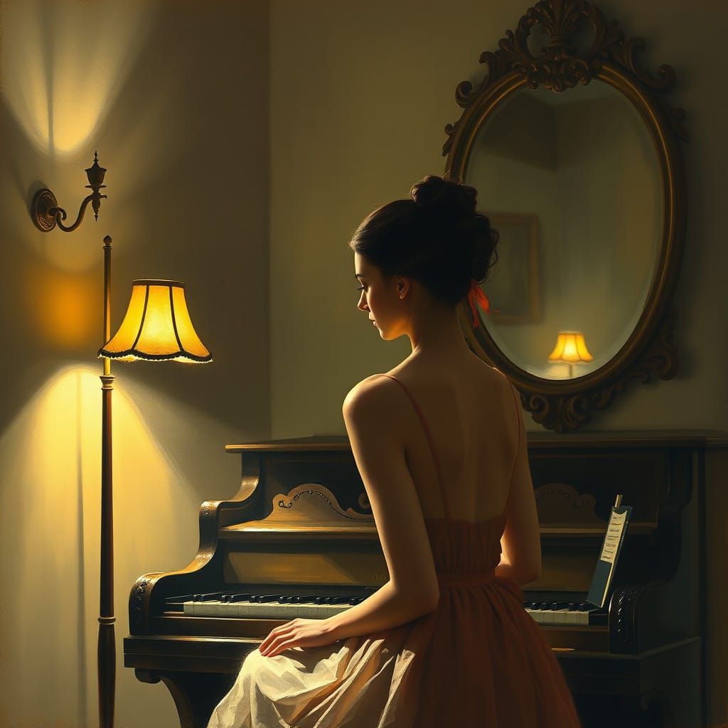 Serene Contemplation in Impressionist Style