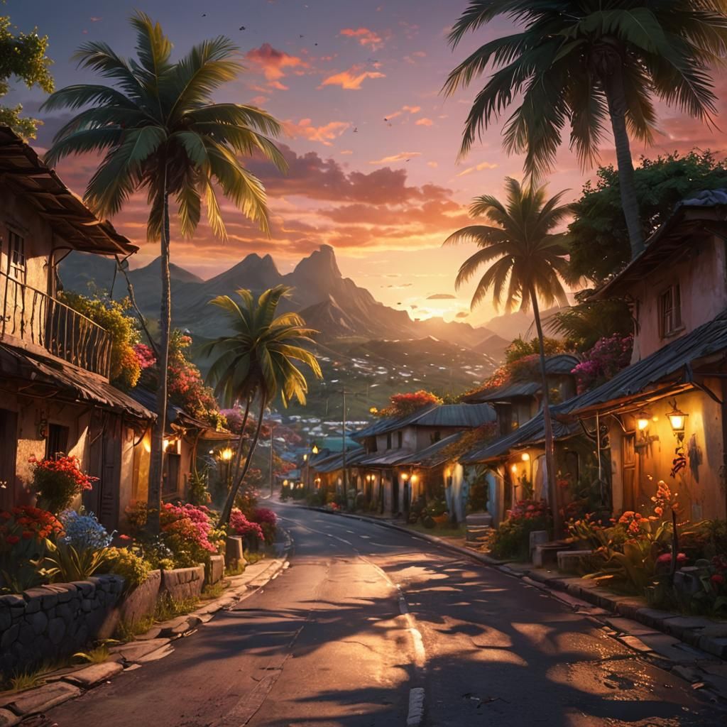 North coast Road at sunset