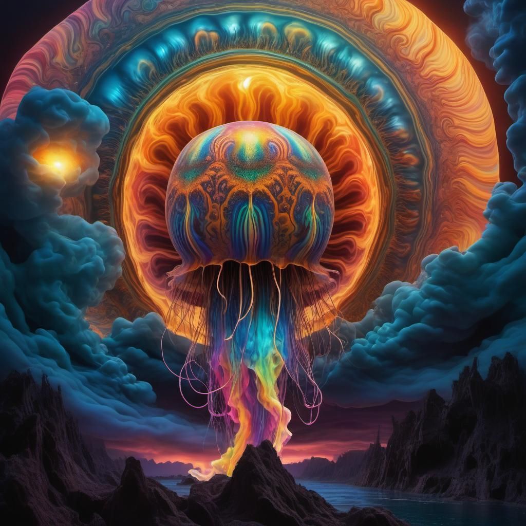 Lightning Storm Jellyfish over Thermochromic Lake