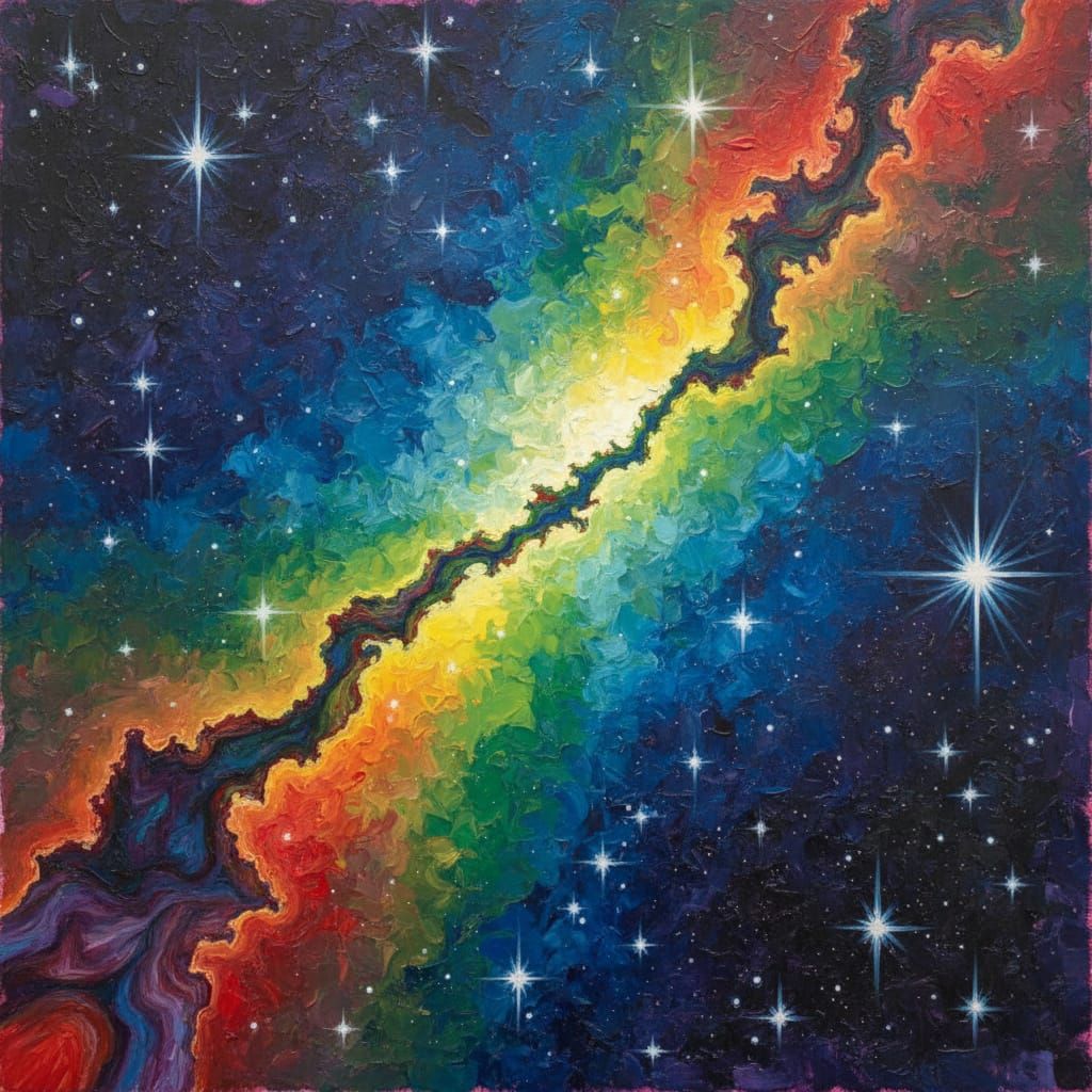 Charcoal Stars in Impressionistic Night Sky