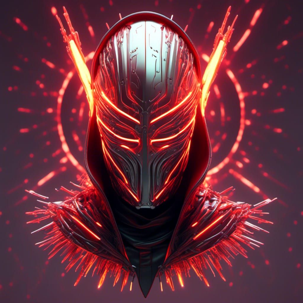 Neon Cyber Hacker Logo with Bioluminescent Mask