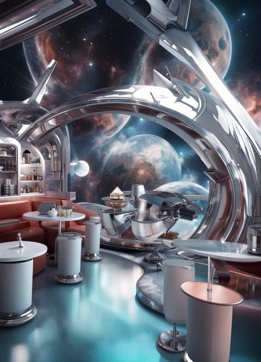 Chrome Rocket Coffee Shop on Crystal Planet