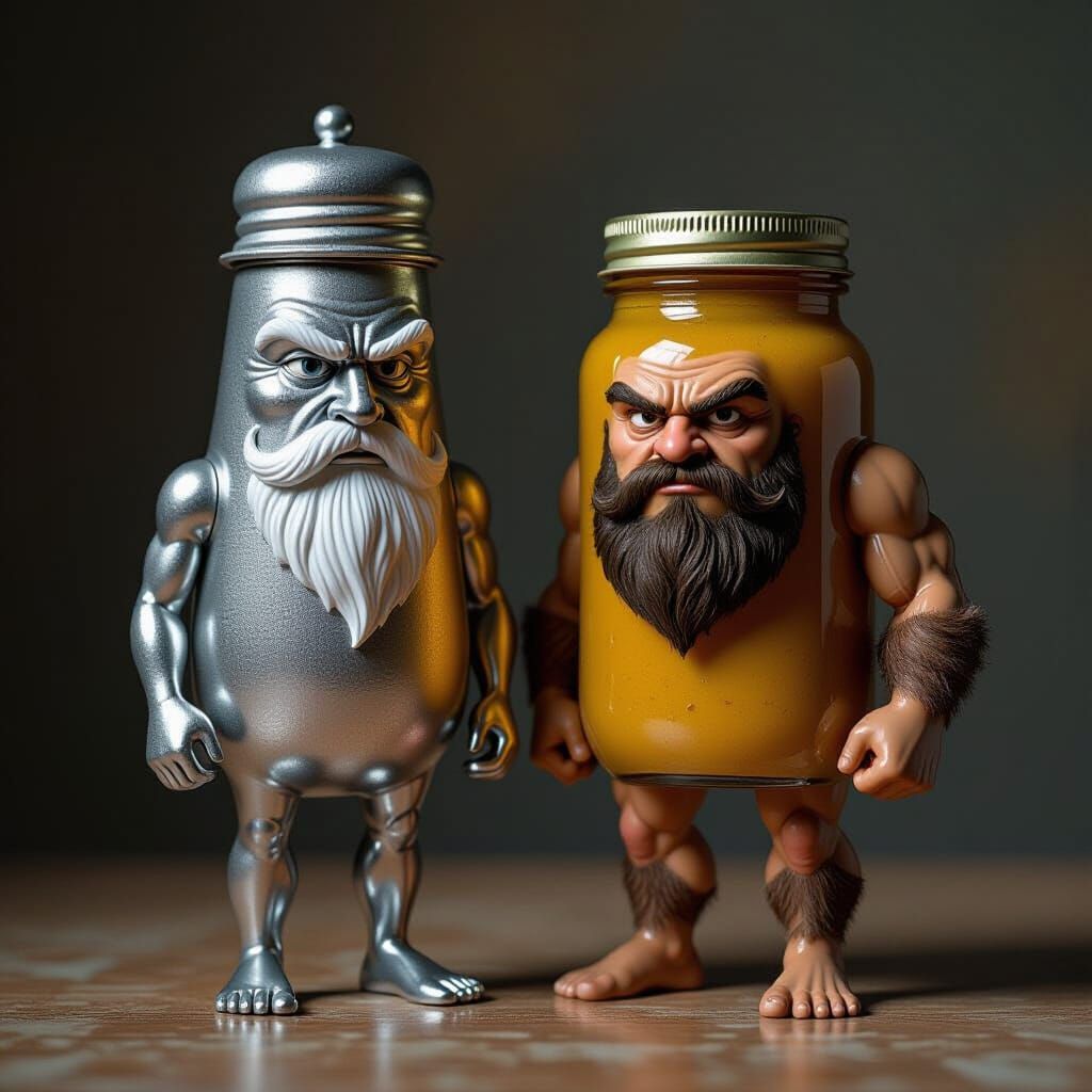Anthropomorphic Condiments in a Surreal, Moody Setting