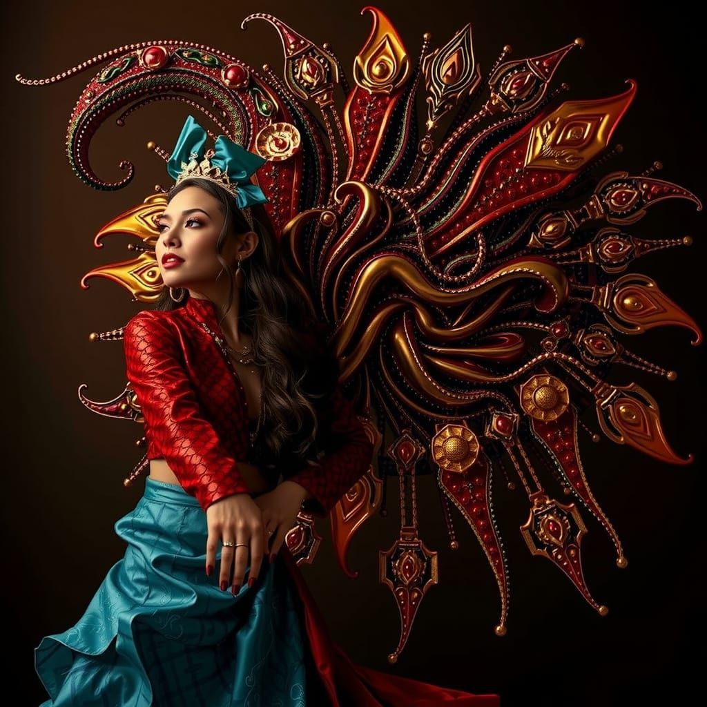 Elegant Woman in Lavish Surrealist World