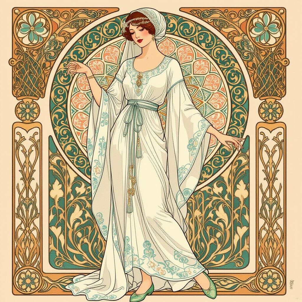 Elegant Woman in Art Nouveau Style, Milan