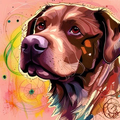 Happy Labrador Retriever Portrait with Splash Background