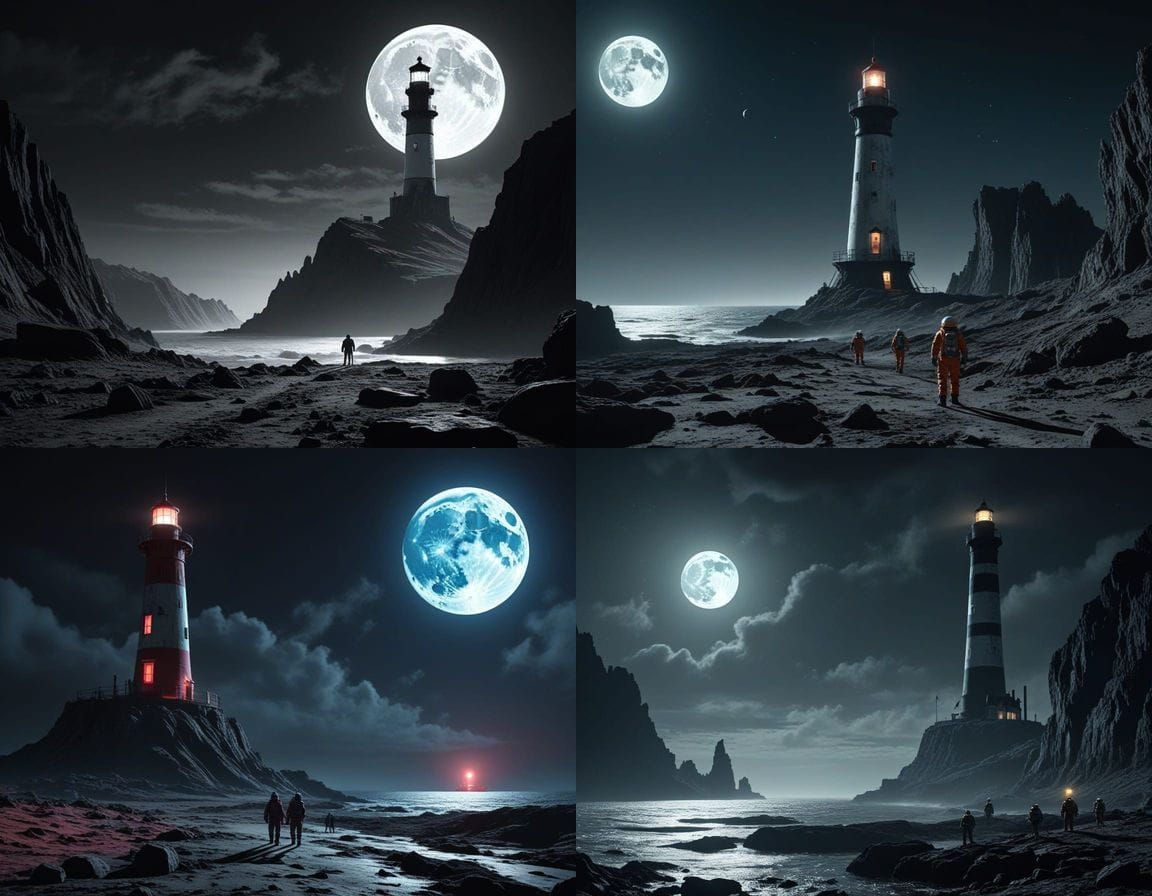 Lunar Lighthouse Guides Astronauts: Digital Matte Painting
