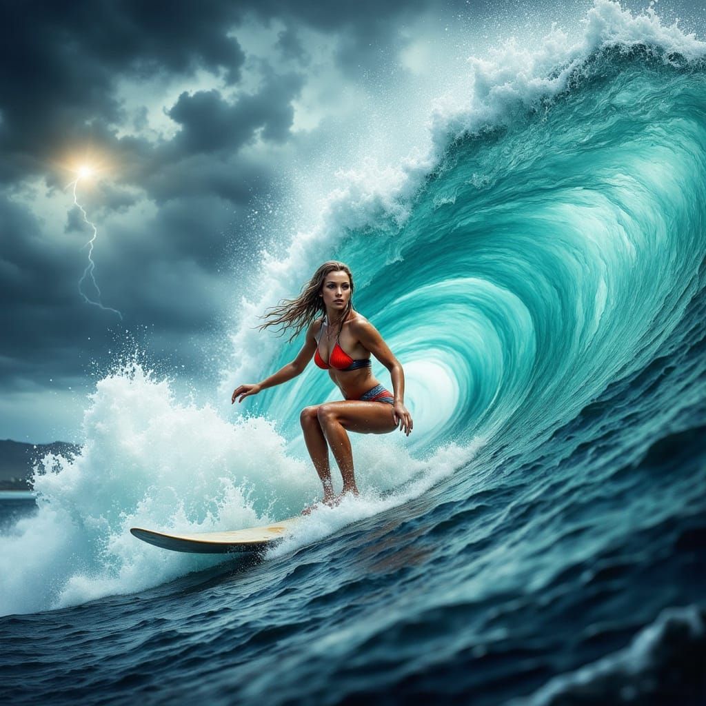 Fearless Surfer Drops into Giant Storm Wave