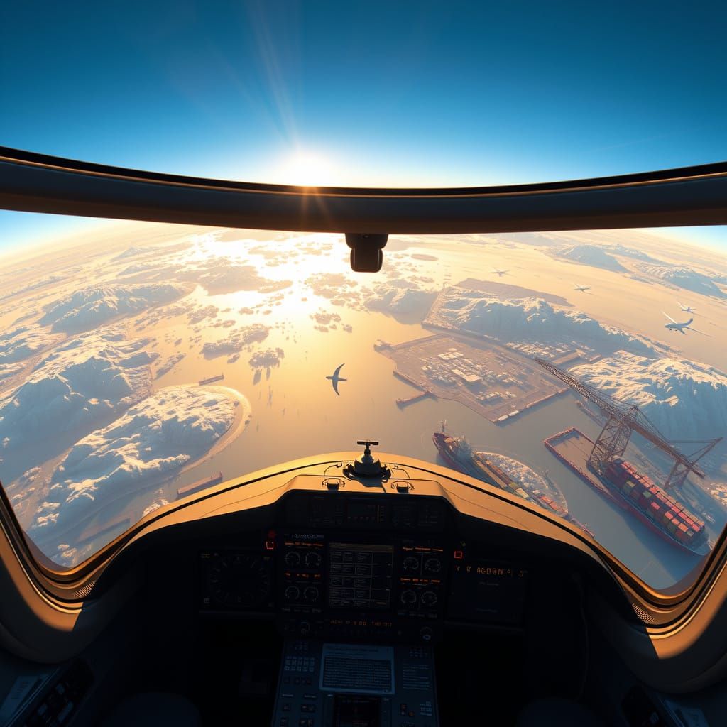 Earth from Cockpit: Hyper-Realistic Aerial View
