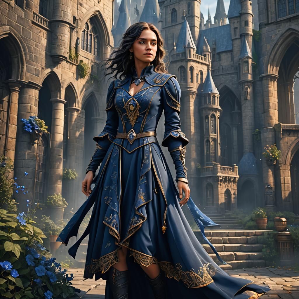 Detailed Ravenclaw Dress in Fantasy Concept Art