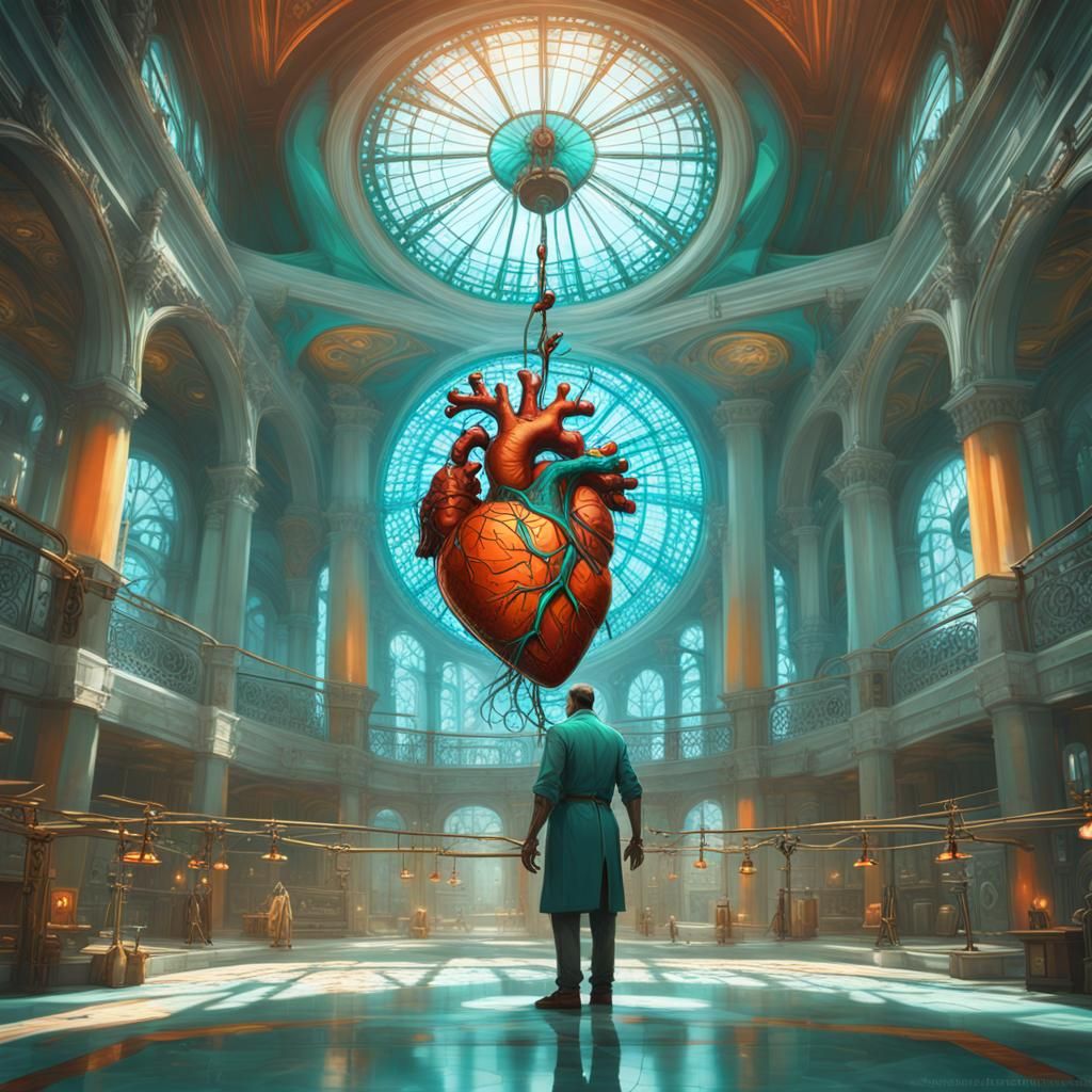 Hanging human heart.