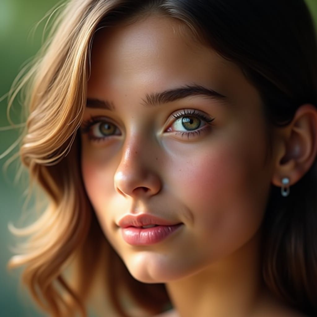 Detailed Portrait of Girl with Water Droplet