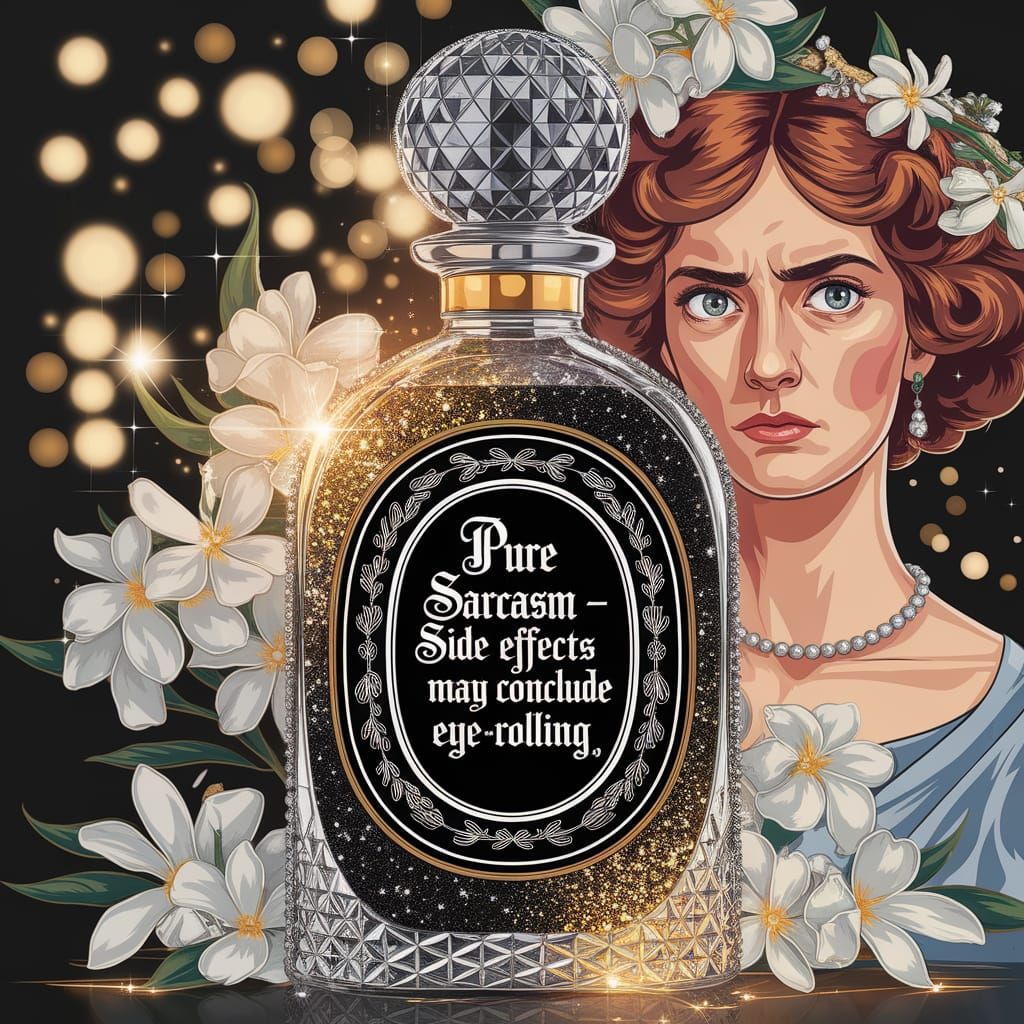 Surreal Art Nouveau Bottle of Sparkling Sarcasm