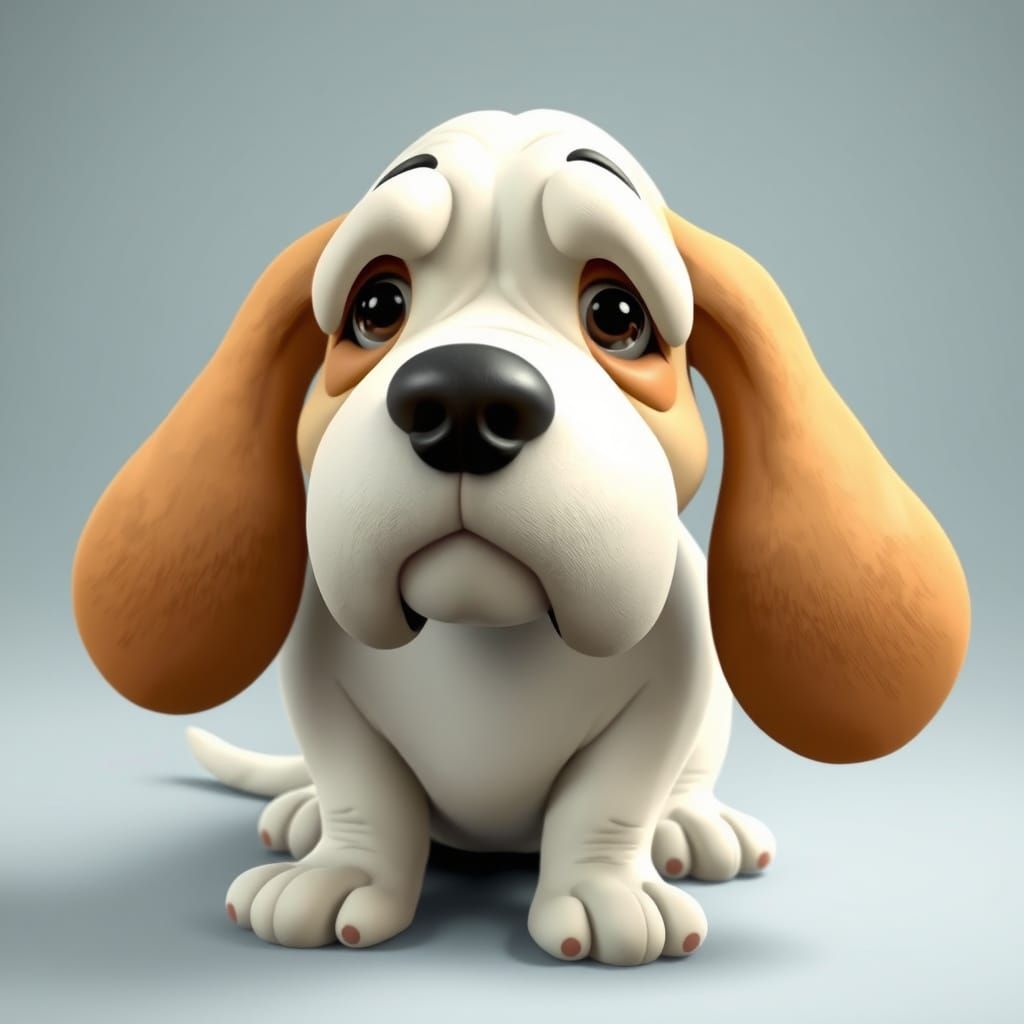 Droopy Faced Basset Hound in Anthropomorphic Style