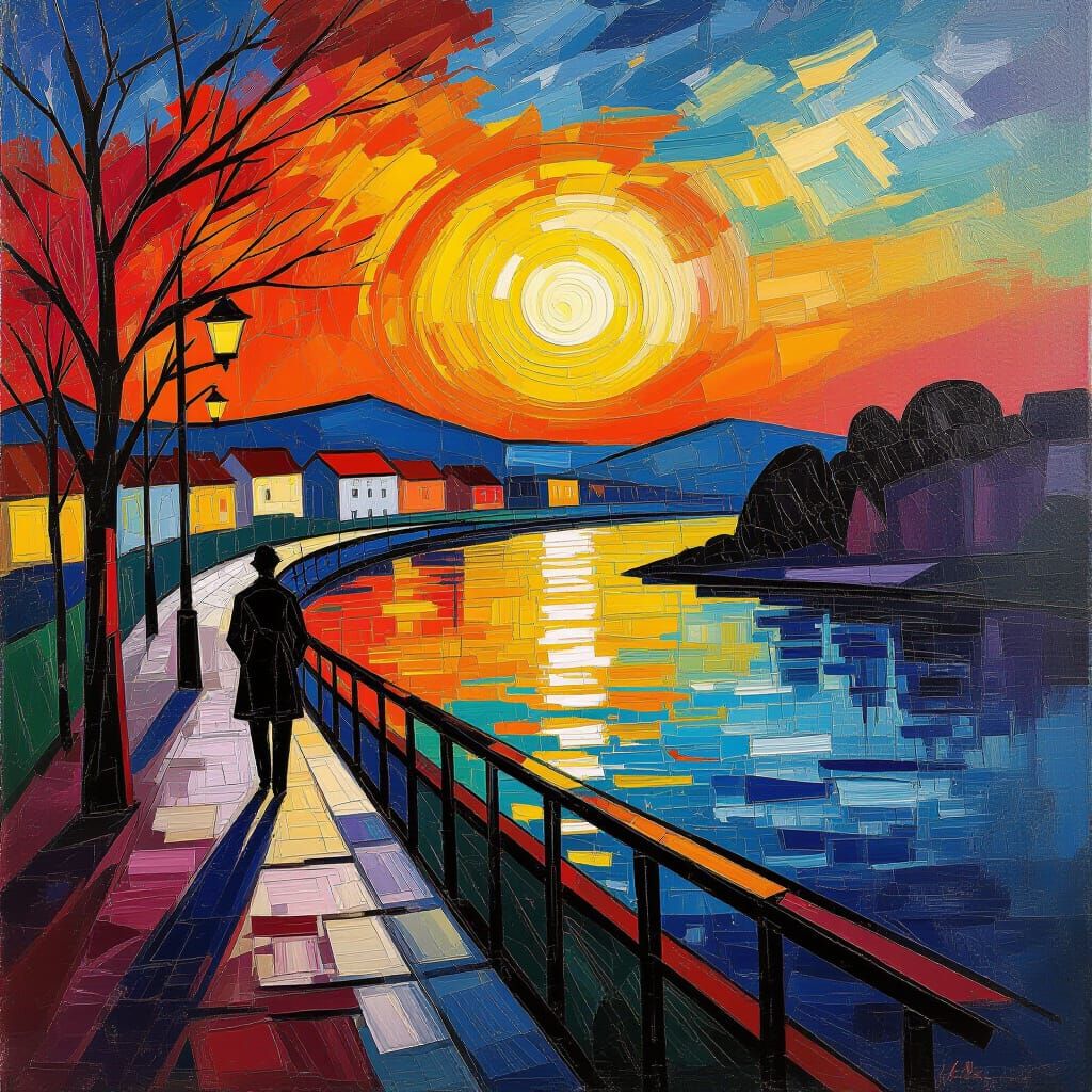 Cracked Glass with Vibrant Hues, in Neo-Impressionist Style