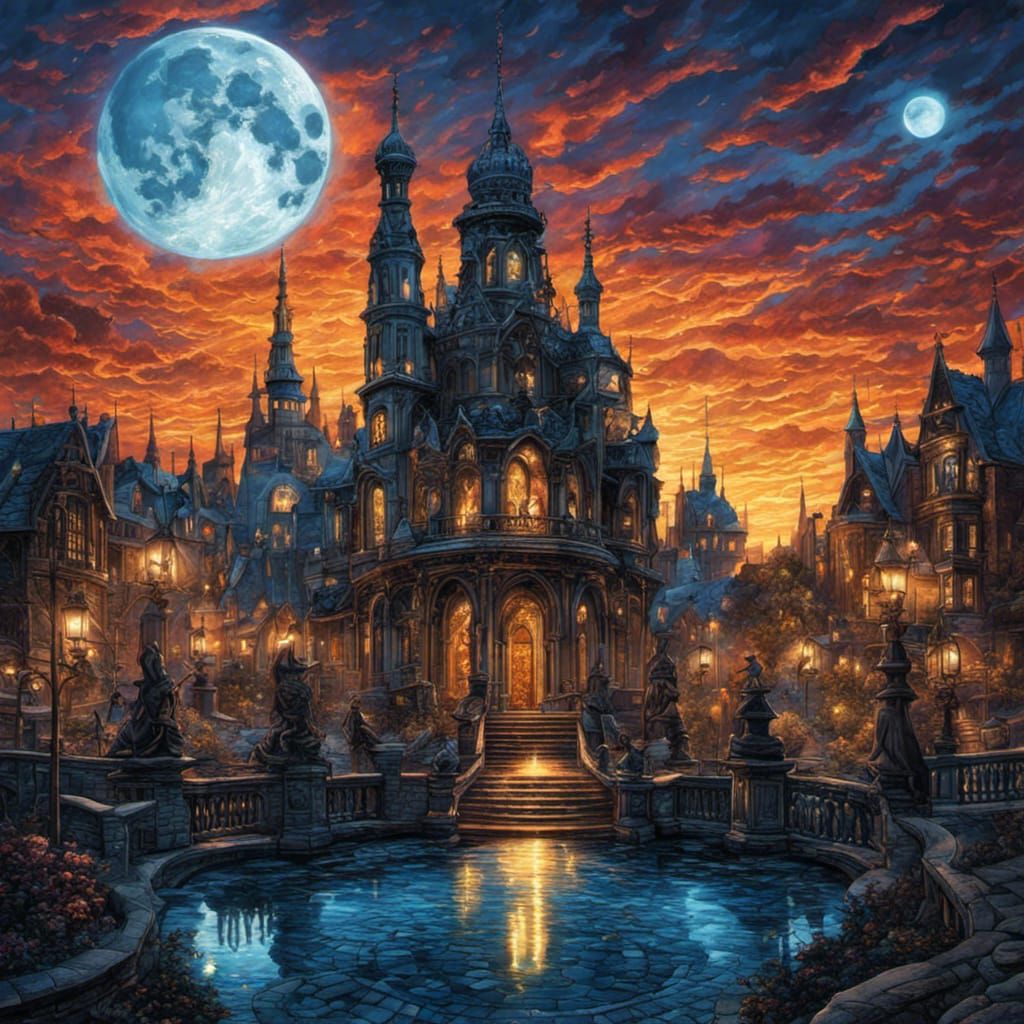 High Gothic Victorian City at Night