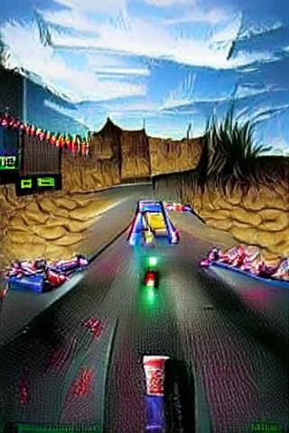 Retro Arcade Racing Game Scene